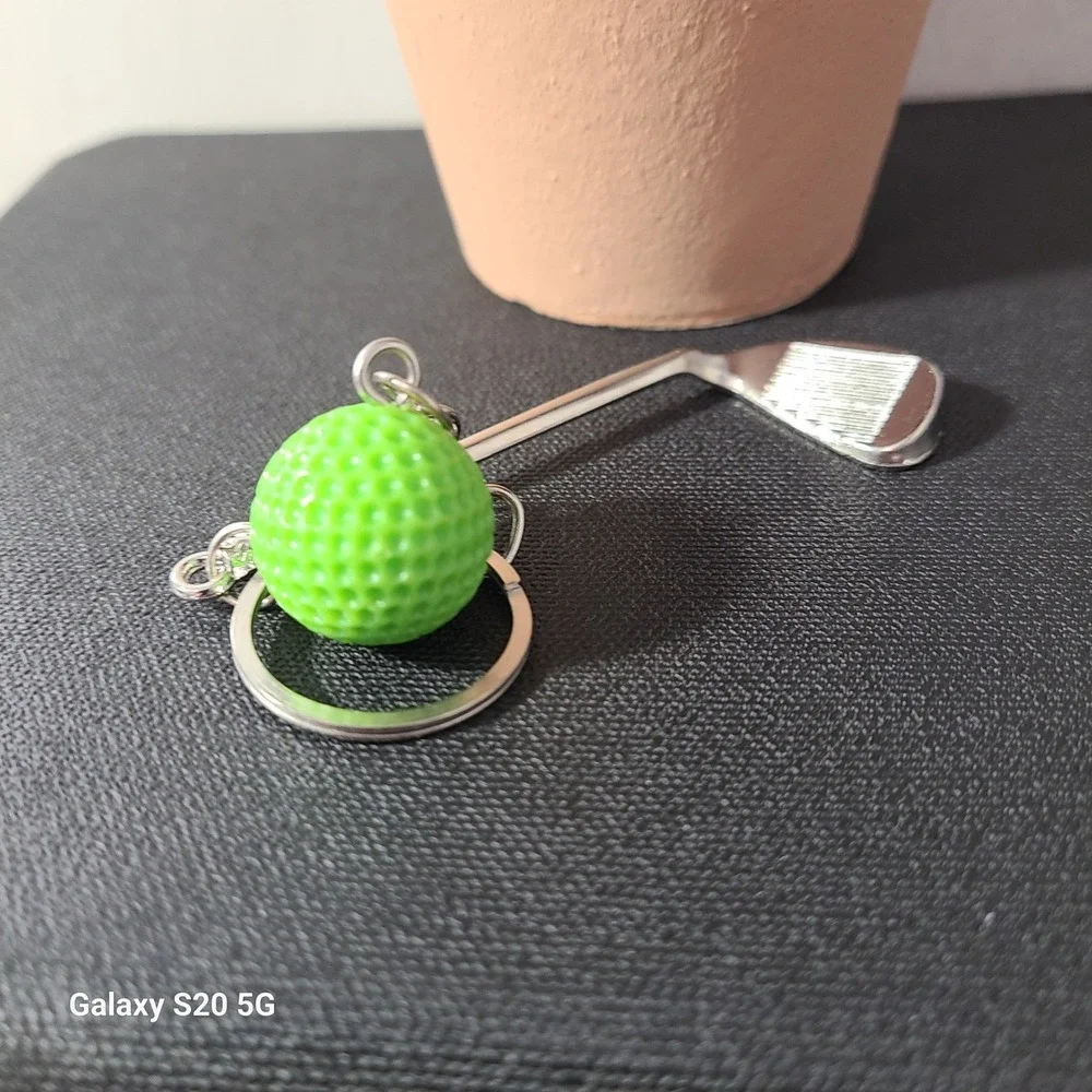 Golf Ball and Club Keychain, Sports Fan Gift, Bag Charm, Golfer Keyring‎ NWOT